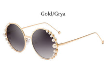 Load image into Gallery viewer, Oversized Round Sunglasses Luxury pearl Brand designer