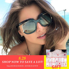 Load image into Gallery viewer, luxury Oversized Square Gradient Sunglasses Women Men Half frame metal Famous Brand Designer Sun glasses Female UV400 Shades